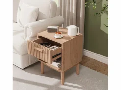 Juego de 2 mesitas de noche con cajones - Mesa de centro moderna con cajón de almacenamiento para salón y dormitorio - color madera natural Color natural oscuro Outlet