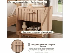 Juego de 2 mesitas de noche con cajones - Mesa de centro moderna con cajón de almacenamiento para salón y dormitorio - color madera natural Color natural oscuro Outlet