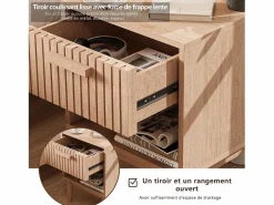 Juego de 2 mesitas de noche con cajones - Mesa de centro moderna con cajón de almacenamiento para salón y dormitorio - color madera natural Color natural oscuro Outlet