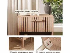 Juego de 2 mesitas de noche con cajones - Mesa de centro moderna con cajón de almacenamiento para salón y dormitorio - color madera natural Color natural oscuro Outlet