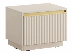Vente-unique Juego de 2 mesitas de noche con 1 cajón y dorado - POSINIA de Pascal Morabito Beige