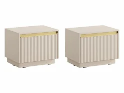 Vente-unique Juego de 2 mesitas de noche con 1 cajón y dorado - POSINIA de Pascal Morabito Beige