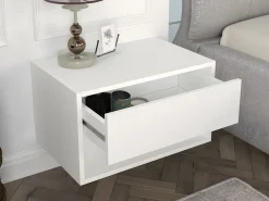 Juego de 2 mesitas de noche flotantes con 1 cajón y 1 estante, color - RITAMI^Vente-unique Online