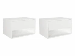 Juego de 2 mesitas de noche flotantes con 1 cajón y 1 estante, color - RITAMI^Vente-unique Online