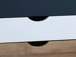 Vente-unique Muebles Niño|Mesita De Noche|Juego de 2 mesitas de noche con 3 cajones, blanco natural y azul marino - LURVIA
