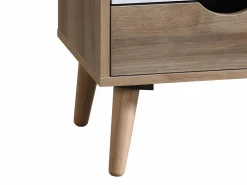 Vente-unique Muebles Niño|Mesita De Noche|Juego de 2 mesitas de noche con 3 cajones, blanco natural y azul marino - LURVIA