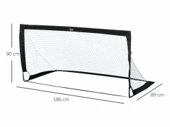 Aparato De Musculación|Juego de 2 mini porterías de fútbol plegables, de acero y red de tetrolón, color (186x90x89cm)