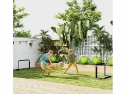 Juego de 2 porterías de fútbol plegables con estructura de metal, para niños y adultos, ideales para jardín, color (90 x 36 x 60 cm) Negro Best