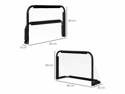 Juego de 2 porterías de fútbol plegables con estructura de metal, para niños y adultos, ideales para jardín, color (90 x 36 x 60 cm) Negro Best