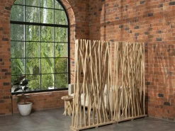 OZAIA Juego de 2 separadores de ambientes de madera de teca - L. 100 x P. 25 x H. 180 cm - Natural - GAYANA Color natural claro Online