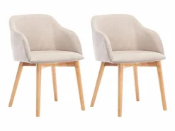 Vente-unique Sillas Y Lotes De Sillas|Juego de 2 sillas - Tela y hevea - Beige - JELISA