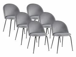 Vente-unique Sillas Y Lotes De Sillas|Juego de 6 sillas - Terciopelo y metal negro mate - . MELBOURNE