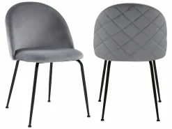 Vente-unique Sillas Y Lotes De Sillas|Juego de 6 sillas - Terciopelo y metal negro mate - . MELBOURNE