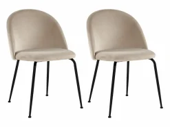 Vente-unique Juego de 2 sillas - Terciopelo y metal negro mate - . MELBOURNE Beige Clearance