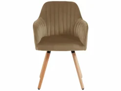 Vente-unique Juego de 2 sillas con brazos - Terciopelo y metal con efecto madera - - ELEANA Beige Online
