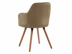 Vente-unique Juego de 2 sillas con brazos - Terciopelo y metal con efecto madera - - ELEANA Beige Online