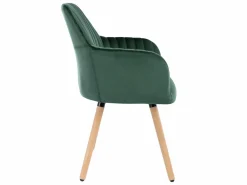 Vente-unique Juego de 2 sillas con brazos - Terciopelo y metal efecto madera - Verde oscuro - ELEANA Verde esmeralda Sale