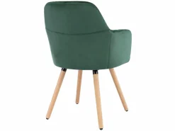 Vente-unique Juego de 2 sillas con brazos - Terciopelo y metal efecto madera - Verde oscuro - ELEANA Verde esmeralda Sale