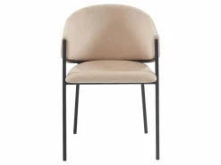Vente-unique Juego de 6 sillas con brazos de tela y metal - - ORDIDA Beige Clearance