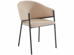 Vente-unique Juego de 6 sillas con brazos de tela y metal - - ORDIDA Beige Clearance