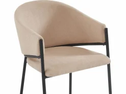Vente-unique Juego de 6 sillas con brazos de tela y metal - - ORDIDA Beige Clearance