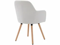 Vente-unique Juego de 2 sillas con brazos - Tela y metal efecto madera - - ELEANA Crema Hot