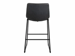 Juego de 2 sillas de bar industriales, asiento acolchado de cuero sintético efecto vintage, patas de metal HELIO 64 (negro gris)^Kayelles Best