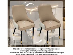 Juego de 2 sillas de comedor beige de cocina en cuero, capacidad de carga 150 kg, 43.5x43.5x90cm^Fativo Outlet
