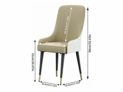 Juego de 2 sillas de comedor beige de cocina en cuero, capacidad de carga 150 kg, 43.5x43.5x90cm^Fativo Outlet