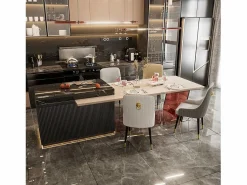 Juego de 2 sillas de comedor beige de cocina en cuero, capacidad de carga 150 kg, 43.5x43.5x90cm^Fativo Outlet