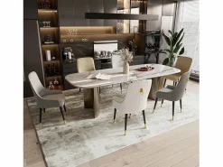Juego de 2 sillas de comedor beige de cocina en cuero, capacidad de carga 150 kg, 43.5x43.5x90cm^Fativo Outlet