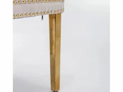Juego de 2 sillas de comedor en terciopelo con respaldo acolchado y patas de metal dorado^OKWISH Best
