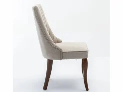 Juego de 2 sillas de comedor con respaldo acolchado y patas de madera - Chenilla^OKWISH