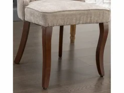 Juego de 2 sillas de comedor con respaldo acolchado y patas de madera - Chenilla^OKWISH