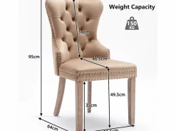 Merax Sillas Y Lotes De Sillas|Juego de 2 sillas de comedor - sillas de salón con respaldo - asiento de terciopelo y patas de madera maciza - marrón