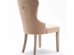 Merax Sillas Y Lotes De Sillas|Juego de 2 sillas de comedor - sillas de salón con respaldo - asiento de terciopelo y patas de madera maciza - marrón