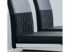 Sillas Y Lotes De Sillas|Juego de 6 sillas de comedor modernas con respaldo alto y patas tapizadas, respaldo de rayas cruzadas para comedor, cocina y oficina, color
