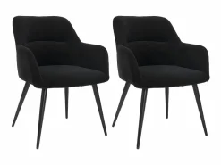 Vente-unique Juego de 2 sillas de comedor con brazos - Tela aterciopelada y metal . . HEKA Negro Outlet