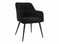 Vente-unique Juego de 2 sillas de comedor con brazos - Tela aterciopelada y metal . . HEKA Negro Outlet