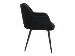 Vente-unique Juego de 2 sillas de comedor con brazos - Tela aterciopelada y metal . . HEKA Negro Outlet