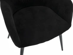 Vente-unique Juego de 2 sillas de comedor con brazos - Tela aterciopelada y metal . . HEKA Negro Outlet