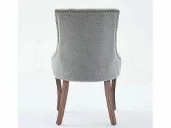 Juego de 2 sillas de comedor - Sillas de comedor con respaldo tapizado y tachuelas de bronce -^ Hot
