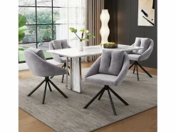 Merax Sillas Y Lotes De Sillas|Juego de 2 sillas de comedor de terciopelo - 79 x 51,5 x 51,5 cm - Elegantes y cómodas sillas giratorias - con cojines -