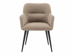 Vente-unique Juego de 6 sillas de table con brazos - Tela aterciopelada y metal negro. . HEKA Beige Sale