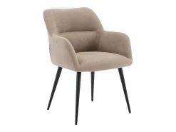 Vente-unique Juego de 6 sillas de table con brazos - Tela aterciopelada y metal negro. . HEKA Beige Sale