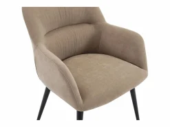 Vente-unique Juego de 6 sillas de table con brazos - Tela aterciopelada y metal negro. . HEKA Beige Sale