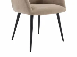 Vente-unique Juego de 2 sillas de table con brazos - Tela aterciopelada y metal negro. . HEKA Beige Hot