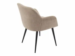 Vente-unique Juego de 2 sillas de table con brazos - Tela aterciopelada y metal negro. . HEKA Beige Hot