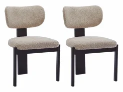 Vente-unique Sillas Y Lotes De Sillas|Juego de 2 sillas de tejido bouclé y madera de hevea - Gris y negro - WILANA