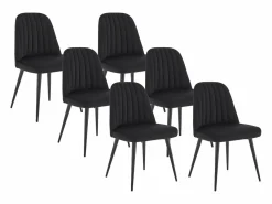 Vente-unique Juego de 6 sillas de terciopelo y metal - - ELEANA Negro New